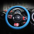 Fashion Hand-Woven Genuine Leather Auto Steering Wheel Covers 15 inch 38CM - Blue