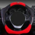 Fashion With Logo Sports Auto Steering Wheel Covers Genuine Leather 15 inch 38CM - Red Black