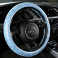 Fashion Women Glitter Braided PU Leather Car Steering Wheel Covers 15 inch 38CM - Blue