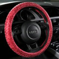 Fashion Women Glitter Weaving PU Leather Car Steering Wheel Covers 15 inch 38CM - Red