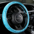 Fashion Woven Genuine Leather Car Steering Wheel Covers 15 inch 38CM - Blue