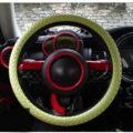 Fashion Woven Genuine Leather Car Steering Wheel Covers 15 inch 38CM - Light Green