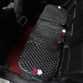 Flower Studded Leather Car Back Seat Cushion Woman Queen Style Universal Pads 1pcs - Black