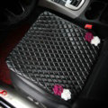 Flower Studded Leather Car Front Seat Cushion Woman Queen Style Universal Pads 1pcs - Black