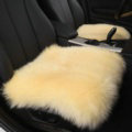 High Quality Wool Universal Car Seat Cushion Winter Fur One Piece Pads 1pcs - Beige