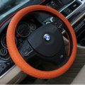 High Quality Woven Genuine Leather Car Steering Wheel Covers 15 inch 38CM - Orange