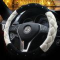Hot sales Winter Diamond Velvet Car Steering Wheel Covers 15 inch 38CM - Black White