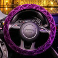 Hot sales Winter Diamond Velvet Car Steering Wheel Covers 15 inch 38CM - Purple