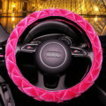 Hot sales Winter Diamond Velvet Car Steering Wheel Covers 15 inch 38CM - Rose