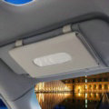 Leather Hanging Car Tissue Box Case Auto Sun Visor Tissue Bag Interior Accessories - Beige