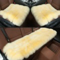 Luxury Genuine Wool Universal Car Seat Cushion Sheepskin Fur One Piece Pads 3pcs Set - Beige