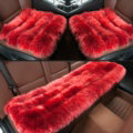 Luxury Genuine Wool Universal Car Seat Cushion Sheepskin Fur One Piece Pads 3pcs Set - Red