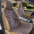 Luxury Winter Pure Wool Car Seat Cushion Universal Sheepskin Fur Pads 5pcs Sets - Bean Paste