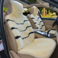 Luxury Winter Pure Wool Car Seat Cushion Universal Sheepskin Fur Pads 5pcs Sets - Beige