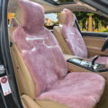 Luxury Winter Pure Wool Car Seat Cushion Universal Sheepskin Fur Pads 5pcs Sets - Pink