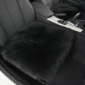 Luxury Winter Wool Universal Car Seat Cushion Sheepskin Fur One Piece Pads 1pcs - Black