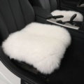 Luxury Winter Wool Universal Car Seat Cushion Sheepskin Fur One Piece Pads 1pcs - White