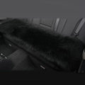 Luxury Winter Wool Universal Car Seat Long Cushion Sheepskin Fur One Piece Pads 1pcs - Black