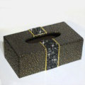 New Crystal Car Tissue Paper Box Case Coffee Pattern Leather For Office Home Decor - Black