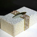 New Crystal Car Tissue Paper Box Case Golden Pattern Leather For Office Home Decor - Champagne