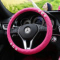 New Daisy Flower Pu Leather Handle Car Steering Wheel Covers 15 inch 38CM - Rose