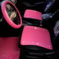 New Studded Crystal Leather Car Front Seat Cushion Woman Universal Auto Pads 1pcs - Rose
