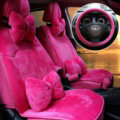 Soft Plush Car Seat Covers for Women Universal Winter Warm Seat Cushion 10pcs Sets - Rose