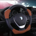 Sports Handle Grip Car Steering Wheel Covers Genuine Leather 15 inch 38CM - Brown Black