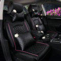 Super Female Car Seat Covers Four Seasons General Leather Packs Cushion for 5 Seats 10pcs -  Rose Black