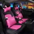 Super Female Car Seat Covers Four Seasons General Leather Packs Cushion for 5 Seats 10pcs - Rose