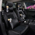 Top Leather Car Seat Covers Four Seasons General Ice Silk Cushion for 5 Seats 10pcs - Black