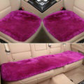 Top Quality Pure Wool Universal Car Seat Cushion Sheepskin Fur One Piece Pads 3pcs Set - Rose