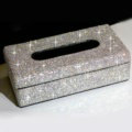 Top grade Diamond Car Tissue Paper Box Case Creative Crystal For Office Home Decor - White