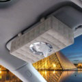 Top grade Leather Hanging Car Tissue Paper Box Holder Case Sun Visor Tissue Bag - Beige