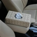 Top grade Leather Magnet Car Tissue Paper Box Holder Case Interior Accessories - Beige