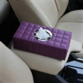 Top grade Leather Magnet Car Tissue Paper Box Holder Case Interior Accessories - Purple