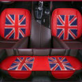 UK British Flag Leather Car Seat Cushion Front and Rear Universal Auto Pads 3pcs Set - Red