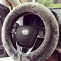 Winter Imitation Rex Rabbit Fur Car Steering Wheel Covers Soft Plush 15 inch 38CM - Gray