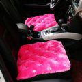 Winter Rhinestone Plush Car Front Seat Cushion For Woman Universal Auto Pads 1pcs - Rose
