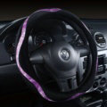 Winter Velvet Handlebar PU Leather Car Steering Wheel Covers 15 inch 38CM - Purple