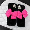 New 2pcs Bowknot Car Safety Seat Belt Covers Plush Shoulder Pads Auto Interior - Rose