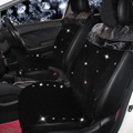 Top Crystals Plush Car Seat Cushion for Women Winter Universal Lace Covers 10pcs Sets - Black