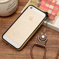 Fashion Lanyard Plastic Shell Hard Covers Back Cases Skin for iPhone 7S - Gold