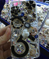 Bling S-warovski crystal cases Flowers 5 diamond cover for iPhone 8 - Black