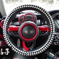 Fashion Woven Genuine Leather Car Steering Wheel Covers 15 inch 38CM - White Black