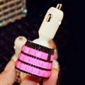3.1A Rhinestones Dual USB Quick Car Charger Mobile Phone iPad Rotate Fast Charging Adapter - Square Rose