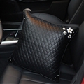 Beautiful Daisy Women Rhinestone Car Seat Lumbar Pillows PU Leather Square Cushions 1pcs - Black