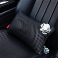 Beautiful Flower Women Ice Silk Car Seat Waist Pillows PU Leather Rectangle Cushions 1pcs - Black