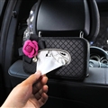 Camellia Crystal Leather Automotive Tissue Paper Box Holder Case Seat Back Hanging Tissue Bag - Black