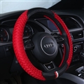 Classic Men Ice Silk Leather Sports Anti-slip Breathe Holes Steering Wheel Covers Accessories - Red